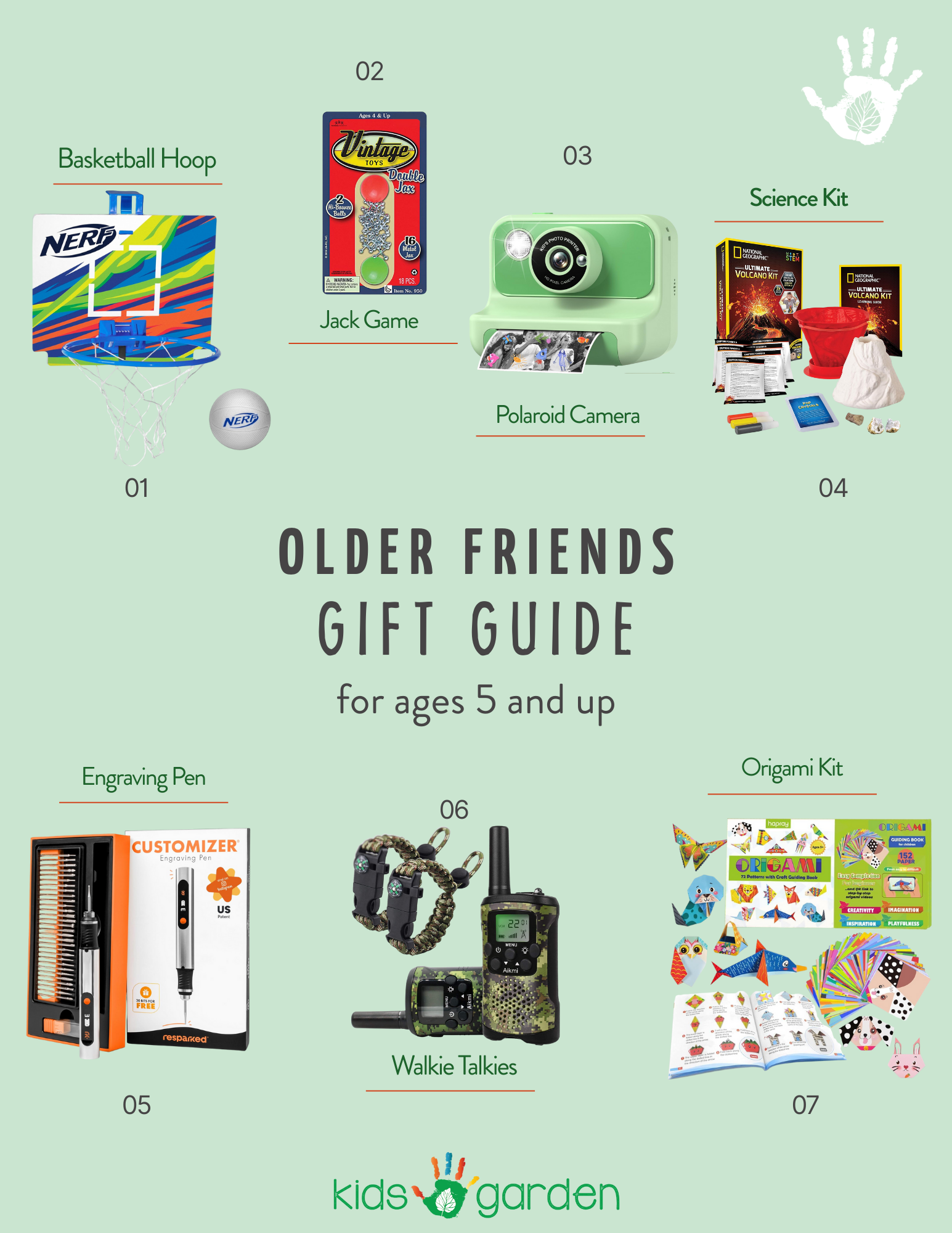 An image of mulitple gifts in Kids Garden Houston older friends gift guide.