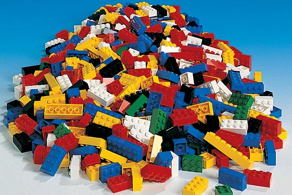 A pile of legos for Lego Mania at Kids Garden Asheville.