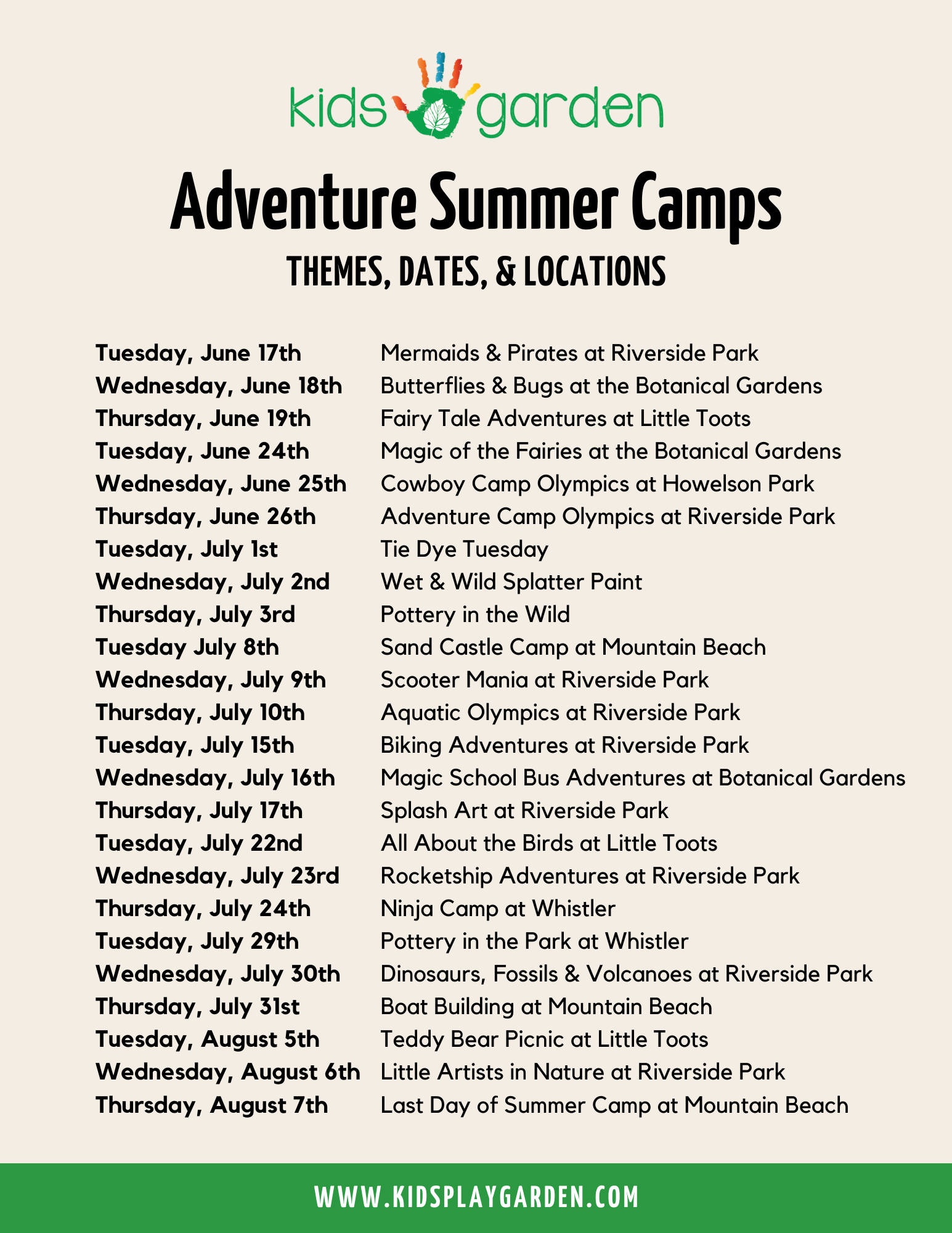 2025 OUTDOOR SUMMER CAMPS